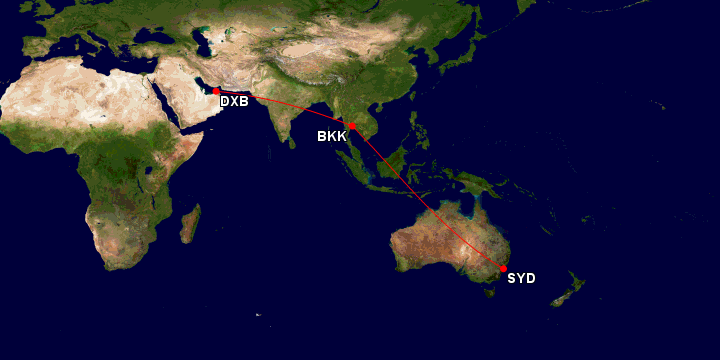 Overlooked Emirates A380 Sydney - Bangkok